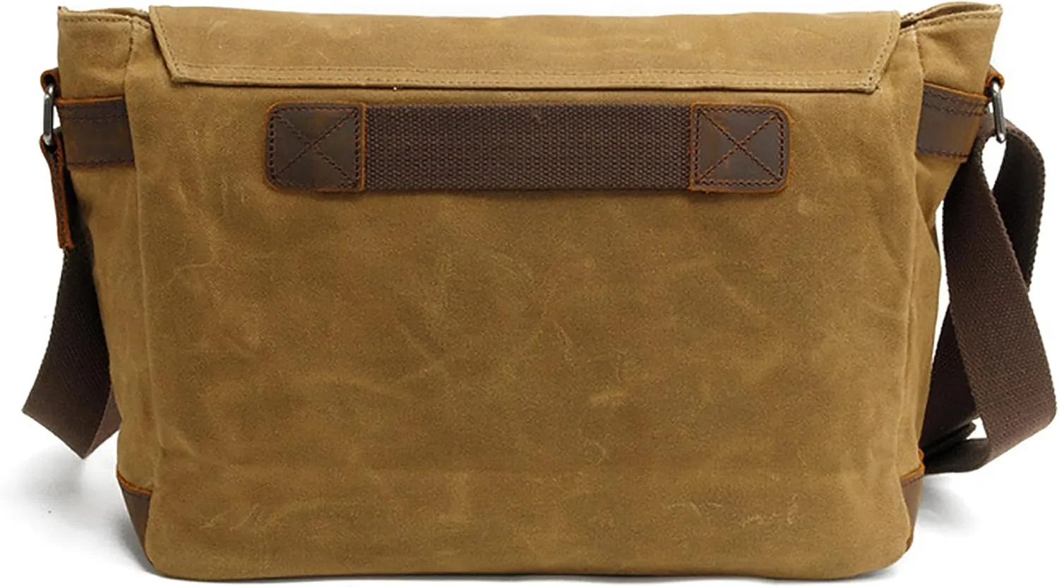 HuaChen Men's Waxed Canvas Messenger Bag Shoulder Crossbody Laptop Bag Satchel (M49_Black)