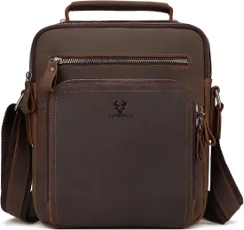 HUMERPAUL Crossbody Bag Shoulder Bag for Men, Genuine Leather Man Bag Vintage Messenger Bag for Travel Work Business
