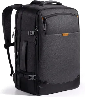 Inateck 38-46L Large Travel Carry on Laptop Backpack for Men and Women, Expandable Splash-resistant Cabin Luggage 22x14x9 Airline Approved, Compatible with 17.3 Inch Laptop, Black