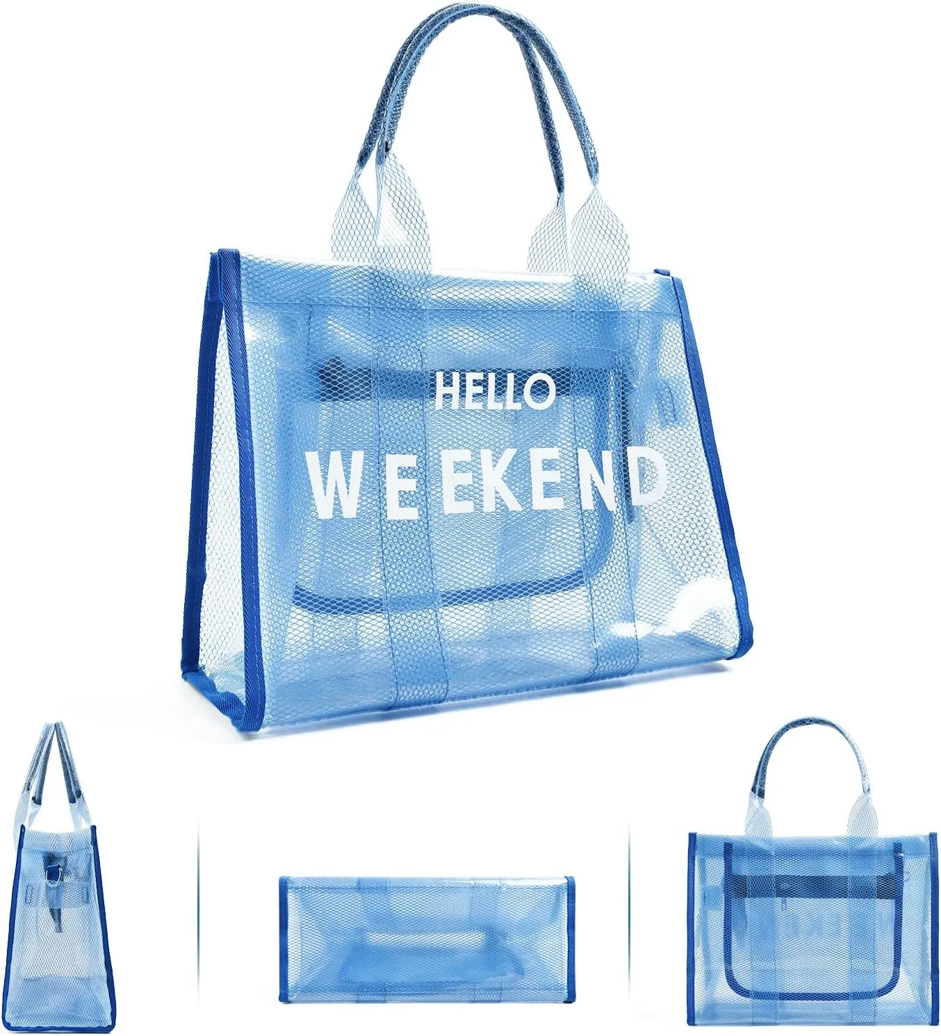 IwIeIaIrI Clear Tote Bag PVC Beach Bag Women's Large Crossbody Shoulder Bag with Zipper