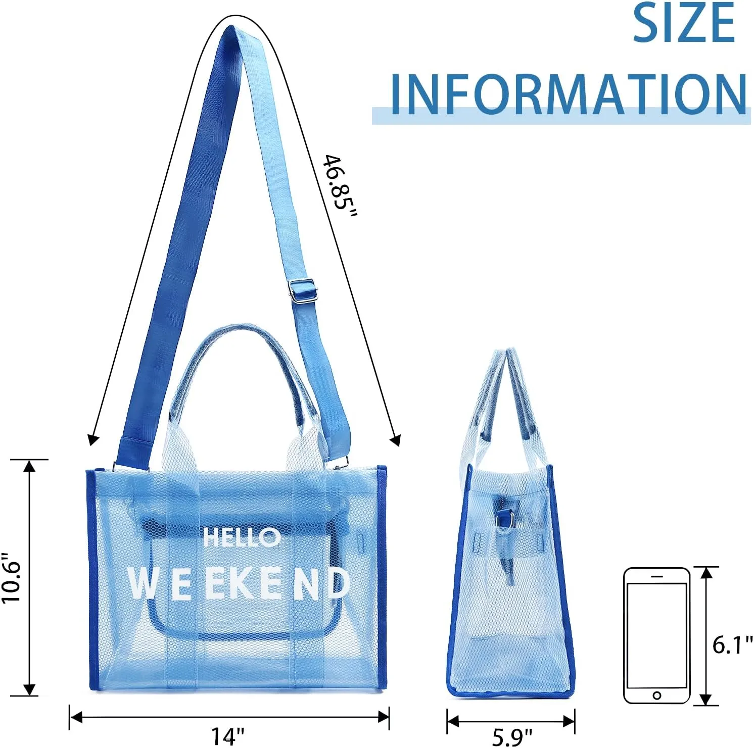IwIeIaIrI Clear Tote Bag PVC Beach Bag Women's Large Crossbody Shoulder Bag with Zipper