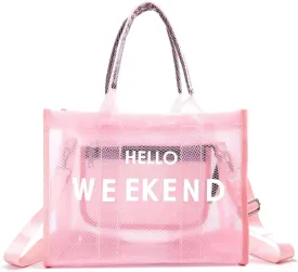 IwIeIaIrI Clear Tote Bag PVC Beach Bag Women's Large Crossbody Shoulder Bag with Zipper