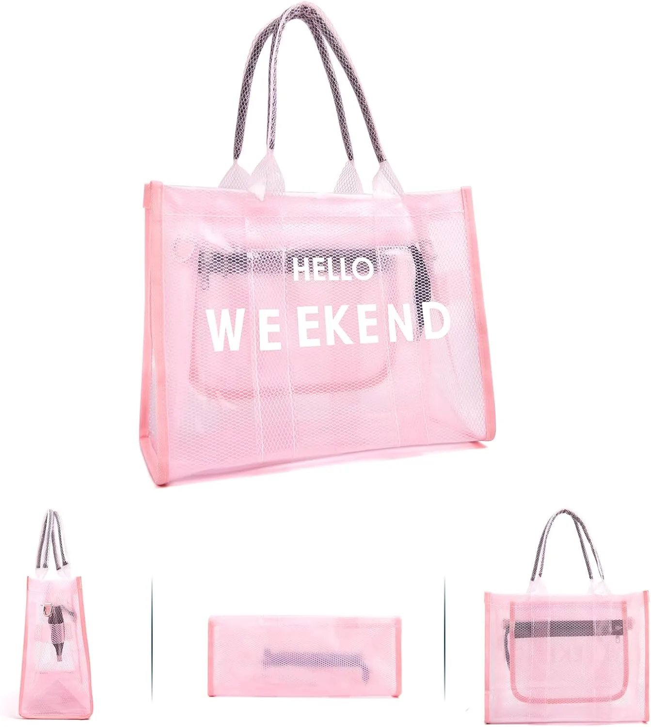 IwIeIaIrI Clear Tote Bag PVC Beach Bag Women's Large Crossbody Shoulder Bag with Zipper