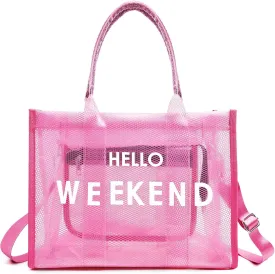 IwIeIaIrI Clear Tote Bag PVC Beach Bag Women's Large Crossbody Shoulder Bag with Zipper