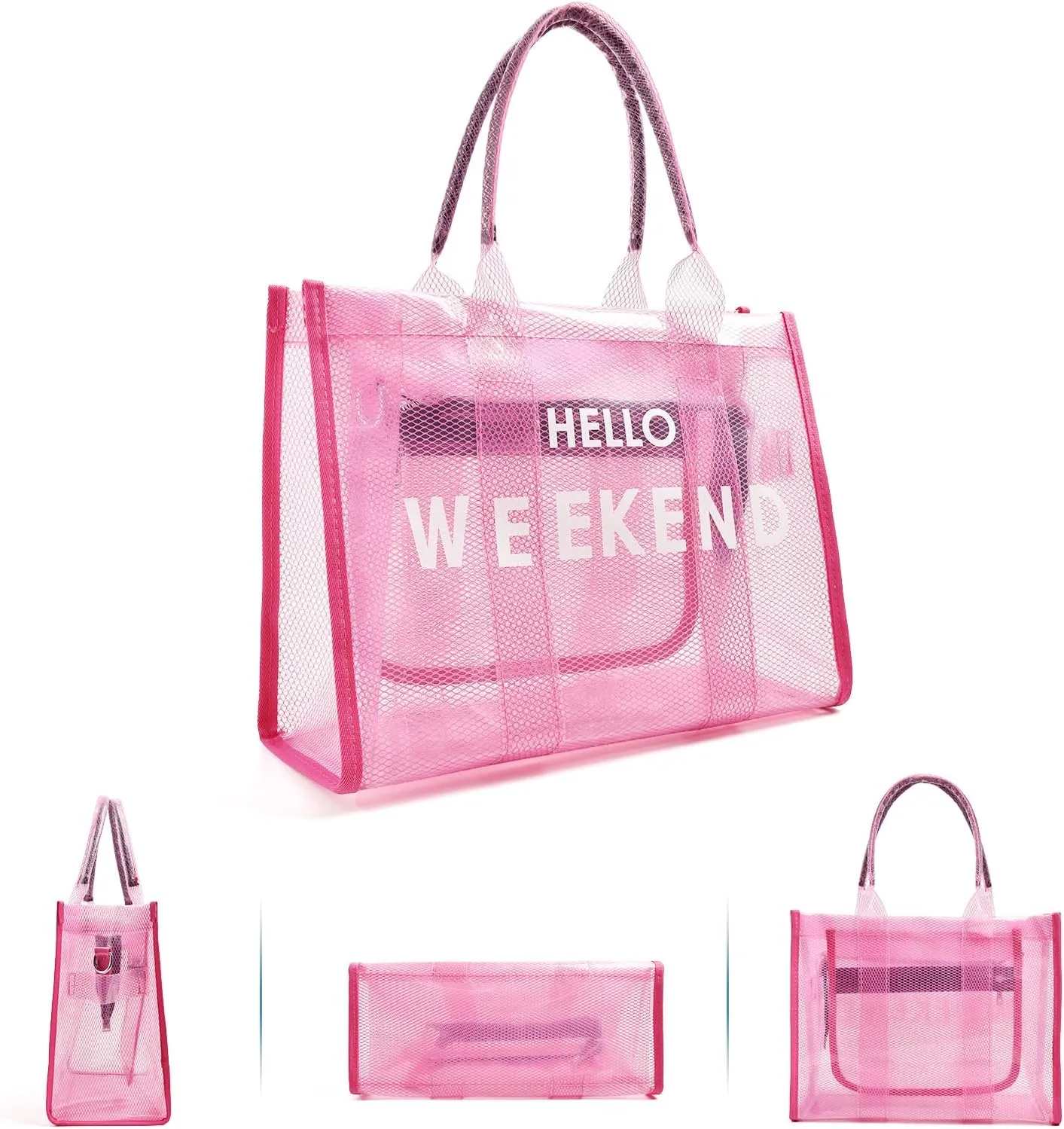 IwIeIaIrI Clear Tote Bag PVC Beach Bag Women's Large Crossbody Shoulder Bag with Zipper