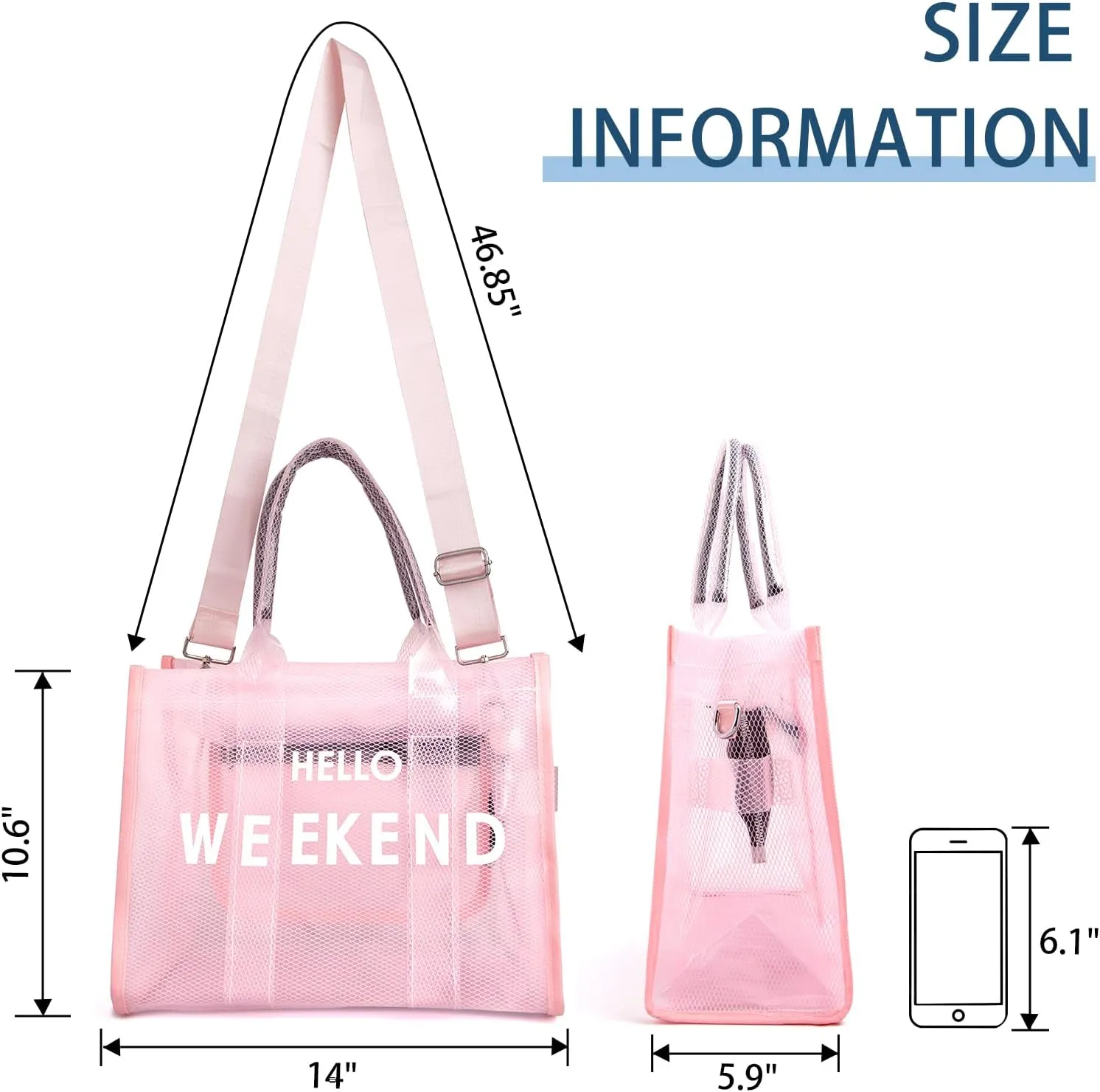 IwIeIaIrI Clear Tote Bag PVC Beach Bag Women's Large Crossbody Shoulder Bag with Zipper