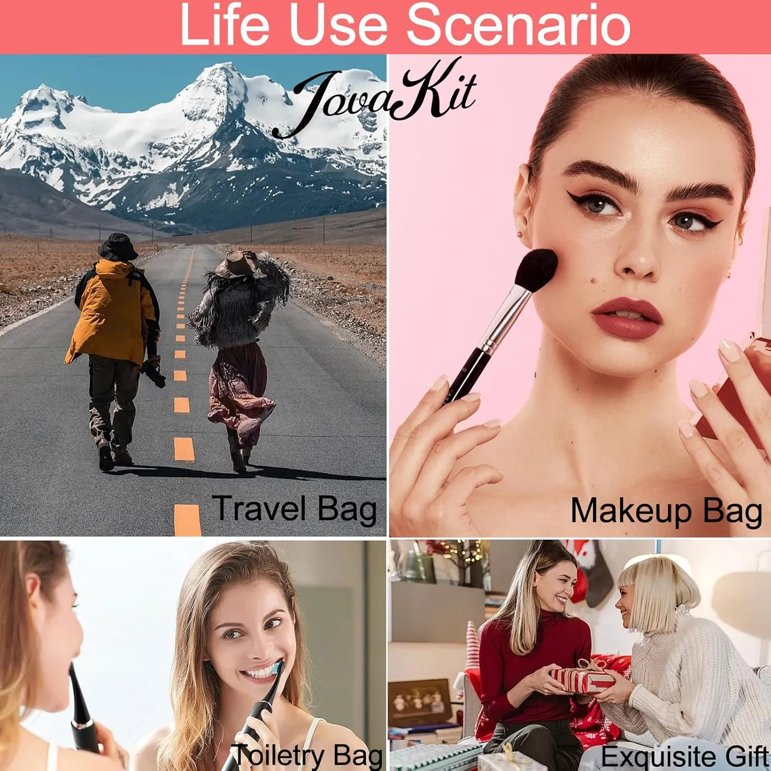 JOVAKIT Small Portable Silicone Makeup Bag for Women, Travel Waterproof Toiletry Cosmetic Bag Gifts for Women, Zipper Closure Makeup Case with Handle (Green)