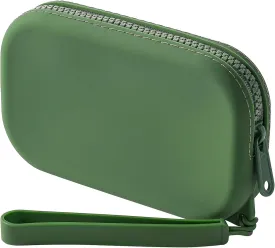 JOVAKIT Small Portable Silicone Makeup Bag for Women, Travel Waterproof Toiletry Cosmetic Bag Gifts for Women, Zipper Closure Makeup Case with Handle (Green)