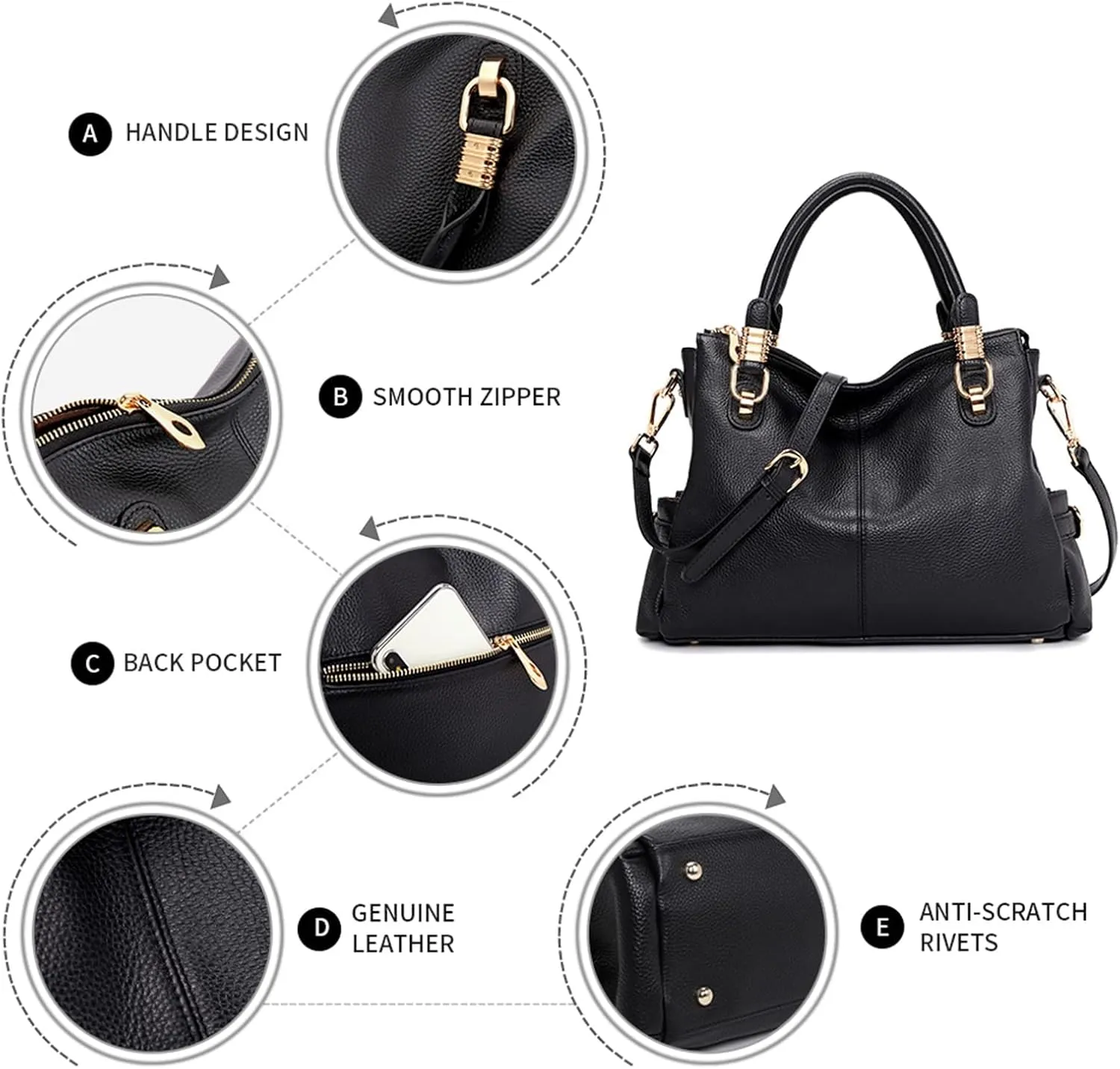 Kattee Soft Women Genuine Leather Purses and Handbags Satchel Tote Shoulder Bag