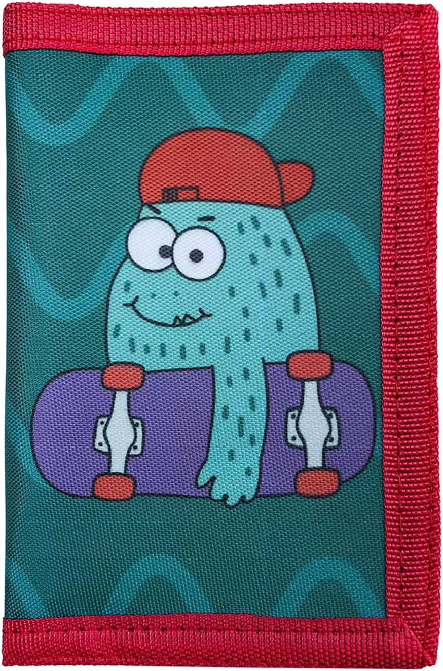 Kids Wallet for Boys and Girls, Novelty Wallet for Boys and Girls Ages 5-7, Camo Teen Wallet for Kids Birthday Gifts - Skate Monster
