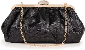 Kseymeir Evening Clutch Purse for Women Cloud Evening Bag Ruched Sequin Glitter Handbags