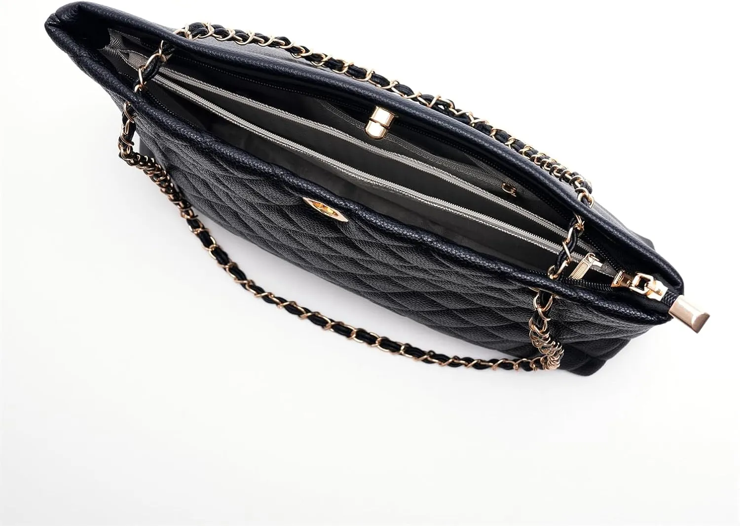 Large Chain Shoulder Bag for Women, Double Strap Handbags Tote Purse