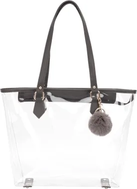 Large Clear Bag Transparent Shoulder Handbag with Plush Pendant