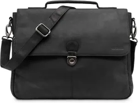 LEABAGS Leather Briefcase | Genuine Leather Laptop Bag 15" | Shoulder Strap | Messenger Bag | Work Bag | Teacher Bag