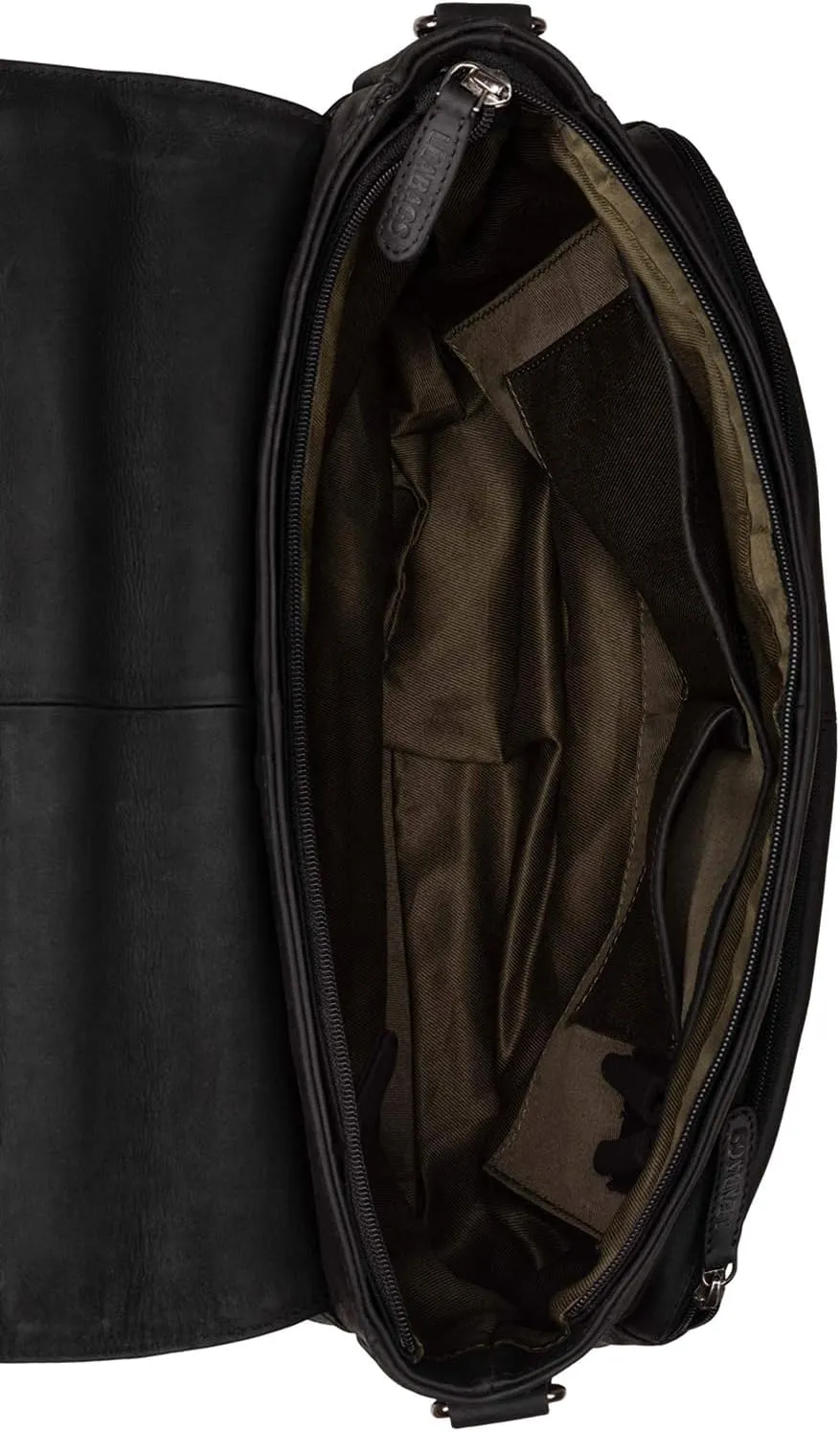 LEABAGS Leather Briefcase | Genuine Leather Laptop Bag 15" | Shoulder Strap | Messenger Bag | Work Bag | Teacher Bag