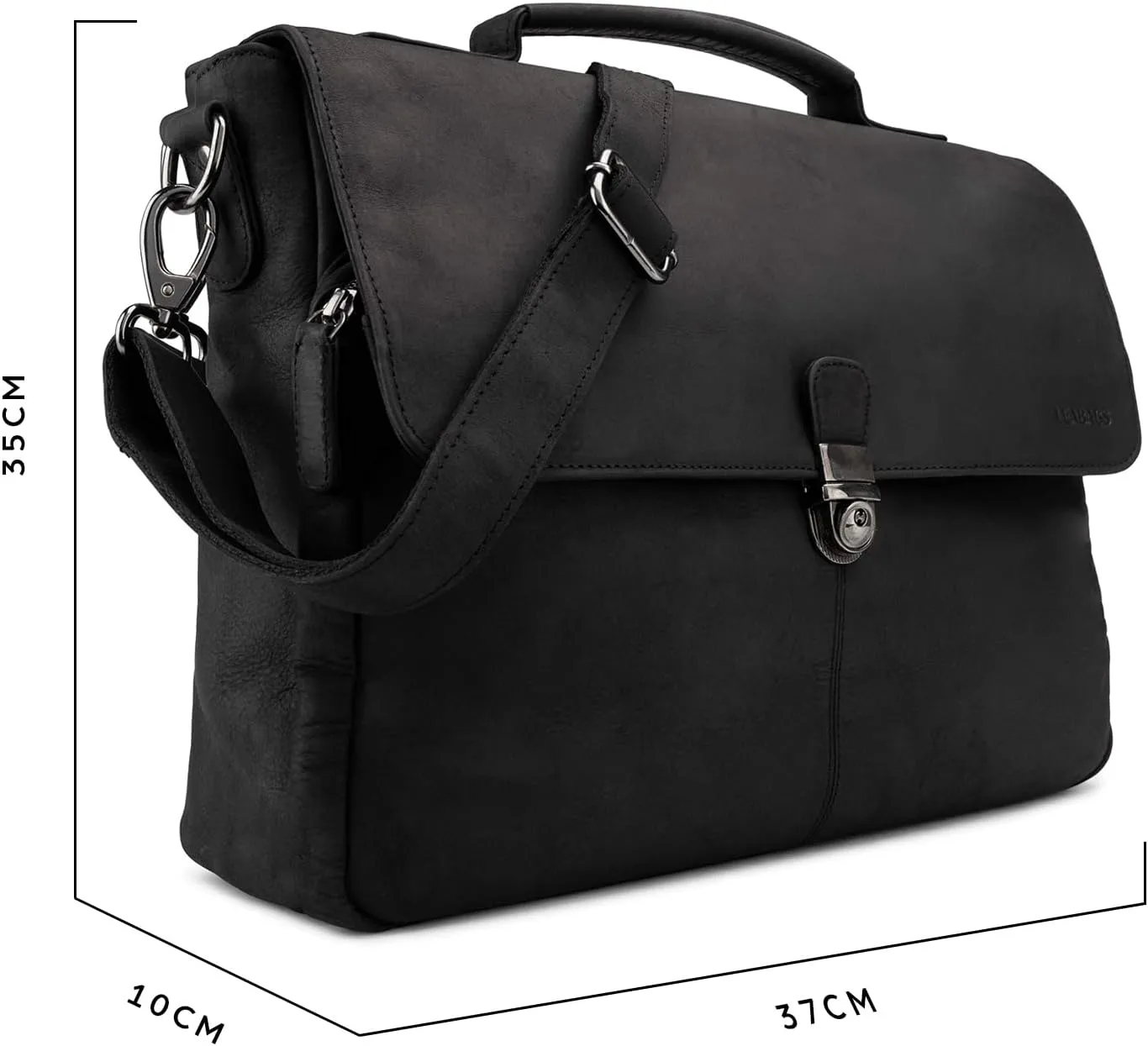 LEABAGS Leather Briefcase | Genuine Leather Laptop Bag 15" | Shoulder Strap | Messenger Bag | Work Bag | Teacher Bag