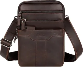 Leather Messenger Bag for Men, Small Leather Sling Shoulder Bag Messenger Pack for Men, Man Purse