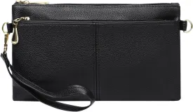 Leather Wristlet Clutch Wallet Purses For Women,Women's Triple Zip Cell Phone Bags Small Crossbody Bag