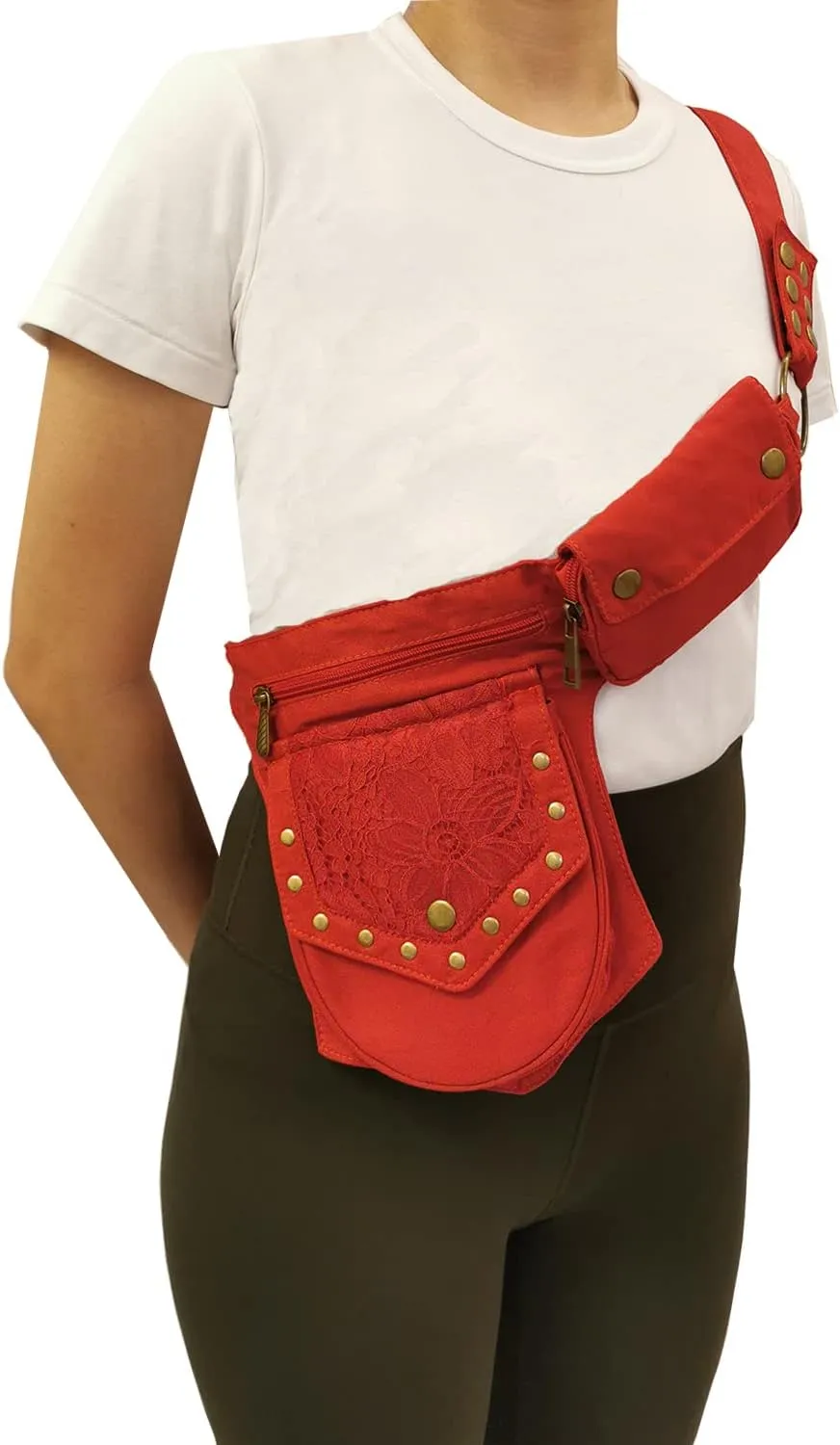 Leg Bag Thigh Bag for Women Renaissance Bag Lace Waist Bag Festival Bag Hip Bag Renaissance Belt Bag Women Red