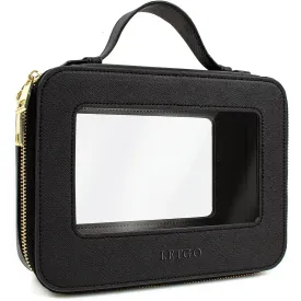 LETGO Clear Makeup Bag Travel Cosmetic Case Transparent Toiletry Bag with Zipper, Portable Make Up Organizer Traveling Compact Car Bag for Essentials(A-Black)