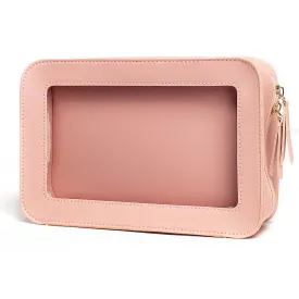 LETGO Clear Makeup Bags, TSA Approved Toiletry Bag with Zipper, Clear Makeup Organizer Fit Carry-on Travel Essentials,Clear Cosmetic Bags for Women Men (C-Pink)