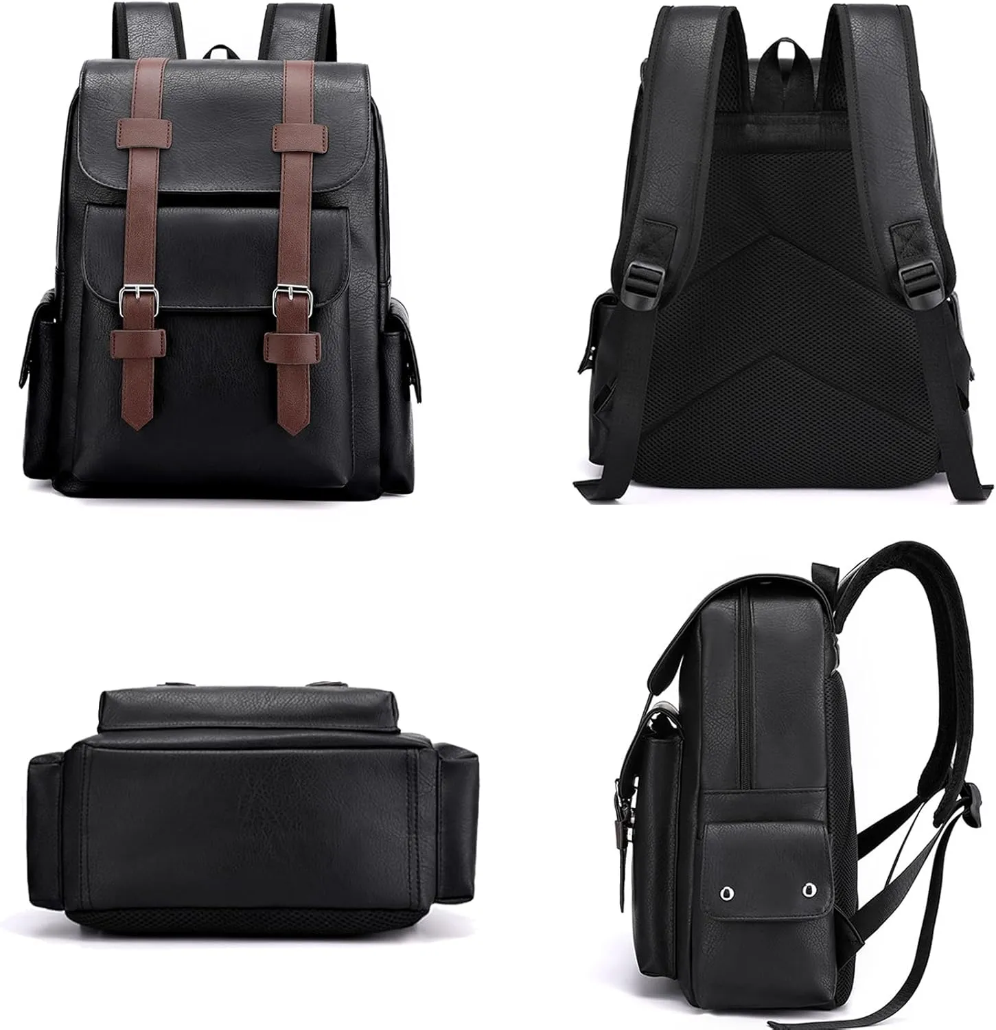 Light Brown Laptop Backpack for Mens Large Leather Work Back pack Travel Small Backpack Carry on Flight Approved Teacher Business Back Pack College Computer Backpack for Womens