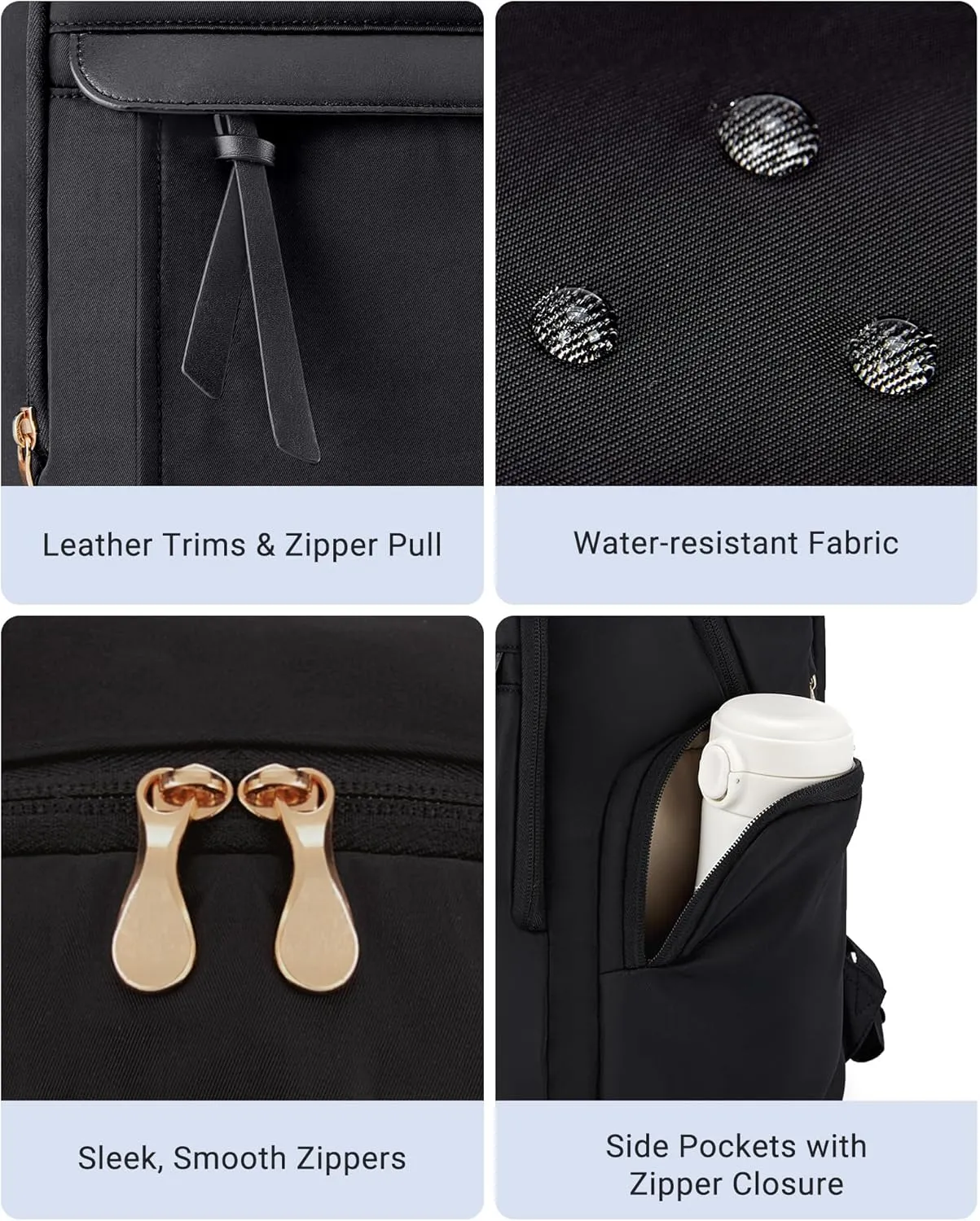 LIGHT FLIGHT Laptop Backpack for Women, 15.6 Inch Work Bag Business Backpack, Water Resistant Travel Bags Casual Daypacks for College, Large Backpacks for Travel, Champagne