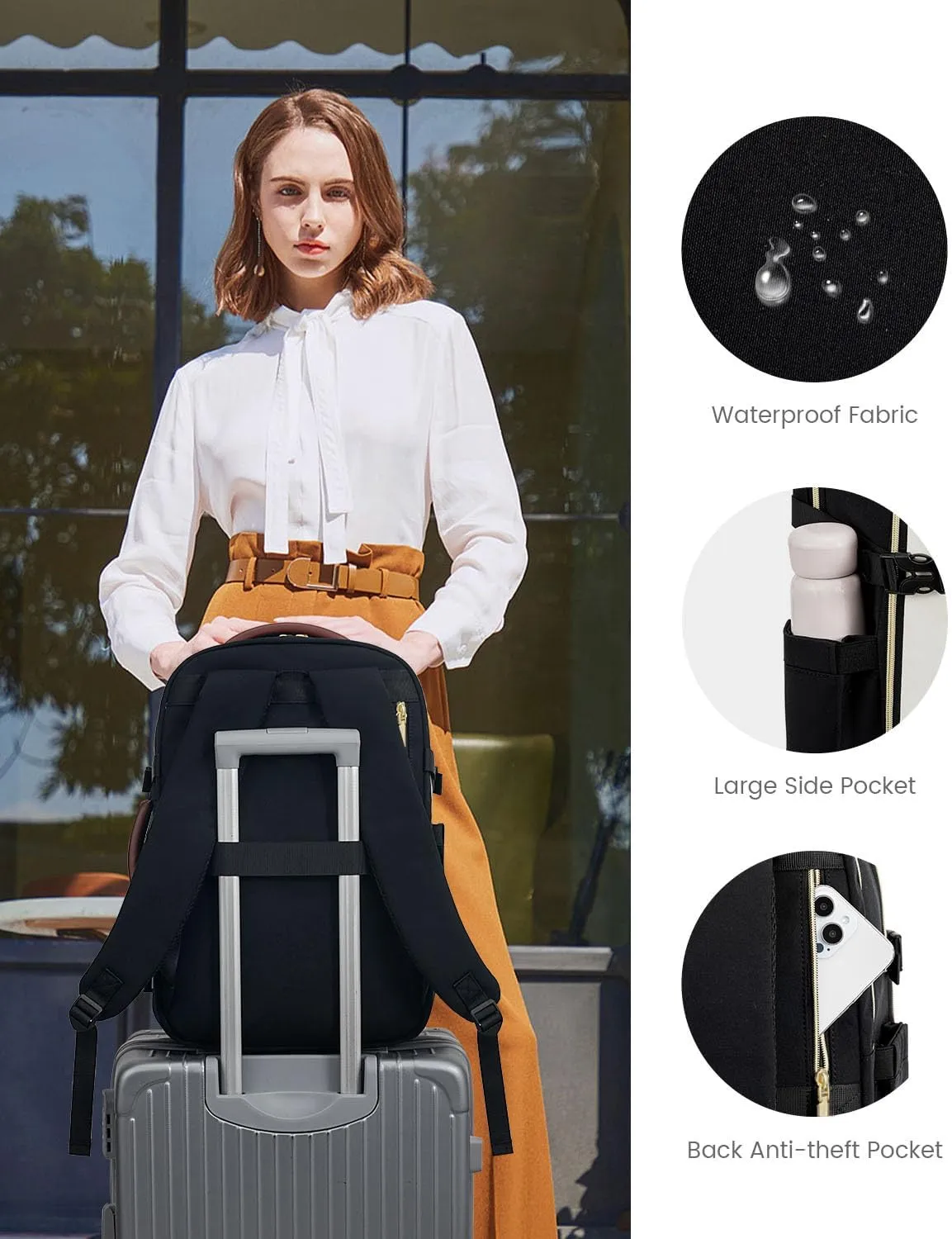 LOVEVOOK Carry On Travel Backpack For Women Flight Approved, 40L Large Personal Item Backpack Travel Bag for Airplanes, Business 17 Inch Laptop Backpack, Weekender Overnight Daypack, With 2 Cubes