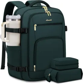 LOVEVOOK Carry On Travel Backpack For Women Men Flight Approved, 40L Personal Item Backpack for Airplanes, Business Weekender Overnight Daypack Fits 17 Inch Laptop, With 2 Packing Cubes, Dark Green