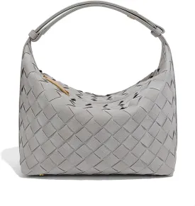Luxurious Suede Hobo Bag - Women's Woven Leather Shoulder Bag with Spacious Interior