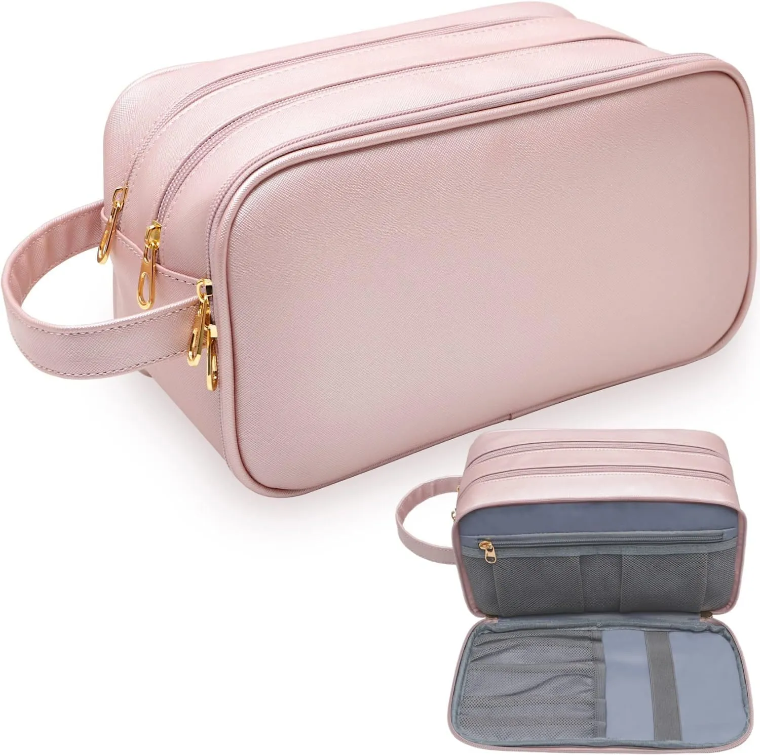 Makeup Bag for Women, Water Resistant Toiletry Bag for Travel Essentials, Dorm Room Essentials for Girl, Toiletry Organizer Dopp Kit for Toiletries Accessories, Mother's Day Graduation Gifts for Her