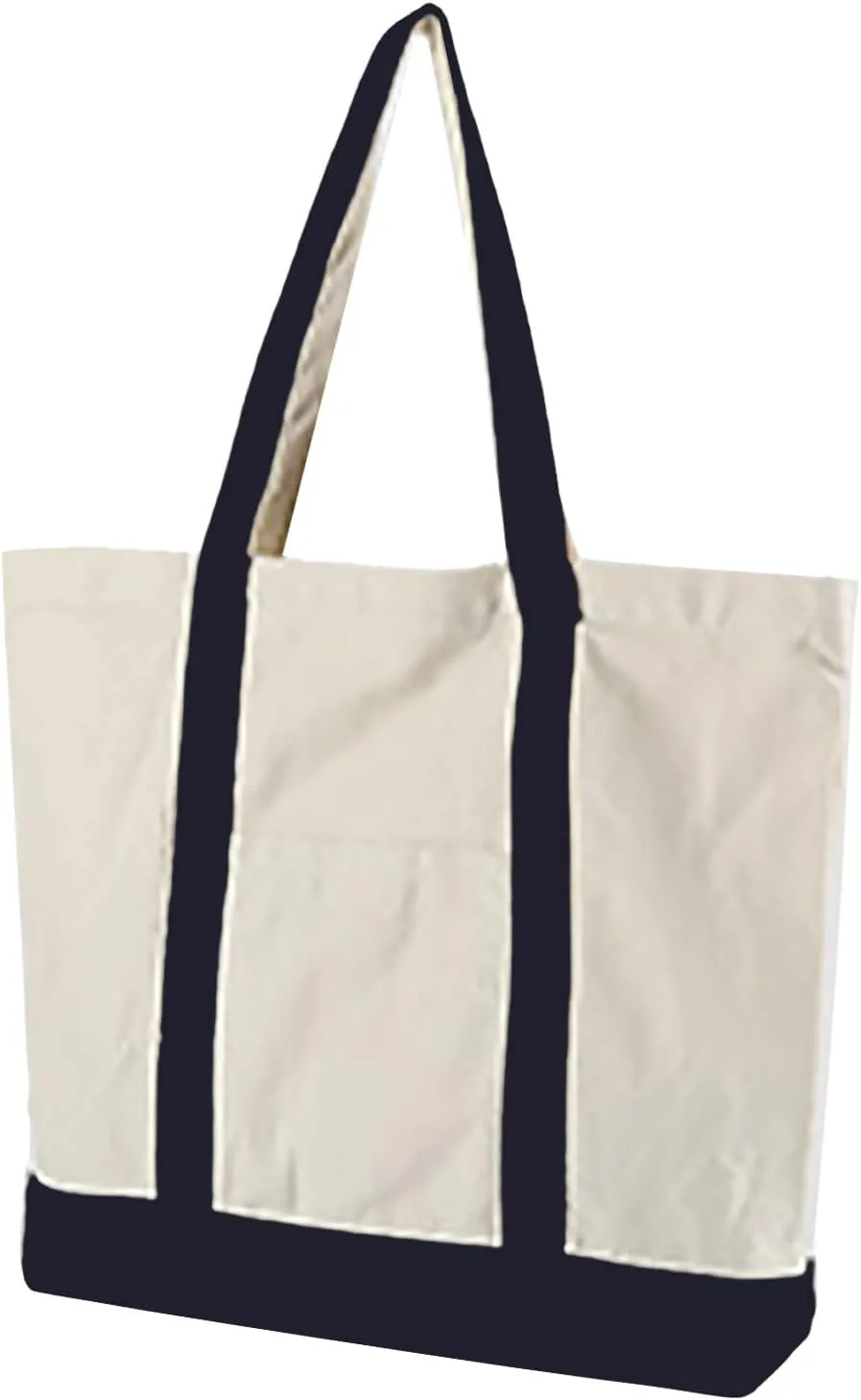 Medium Supermarket Bag Large Capacity Zipper Portable Canvas Bag Shoulder Bags Men Women (Black, One Size)