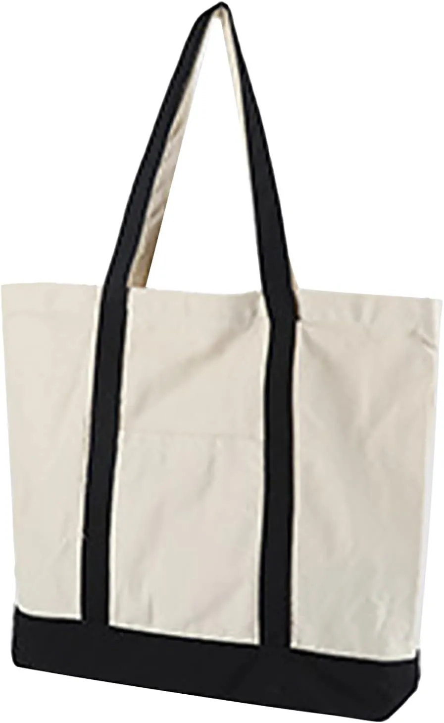 Medium Supermarket Bag Large Capacity Zipper Portable Canvas Bag Shoulder Bags Men Women (Black, One Size)
