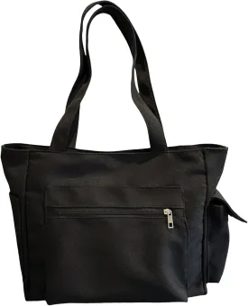 Medium Tote Bags for Women Fashion Versatile Satchel Purses with Multi Zipper Pocket Slouchy Bag for Women(Black)