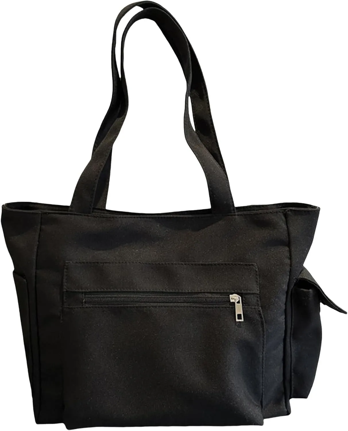 Medium Tote Bags for Women Fashion Versatile Satchel Purses with Multi Zipper Pocket Slouchy Bag for Women(Black)