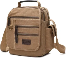Mens bag Canvas Shoulder Bag Small Messenger Crossbody Bag Work Bag Vintage Multi-function