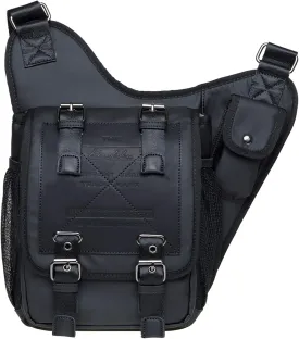 Mens Vintage Canvas Shoulder Messenger Bag Chest Leather Patchwork Messenger Bag