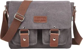 Messenger Bag for Men, Canvas Satchel Shoulder Bag Vintage Crossbody 13.3Inch Laptop Bag