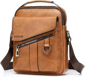 Messenger Bag for Men Crossbody Shoulder Purse Small Vintage PU Leather Satchel Pouch Side Crossover Handbag