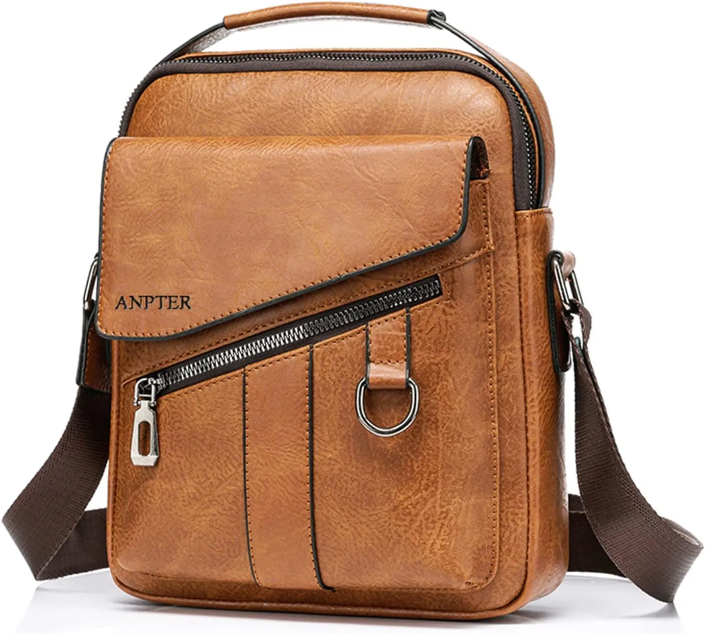 Messenger Bag for Men Crossbody Shoulder Purse Small Vintage PU Leather Satchel Pouch Side Crossover Handbag