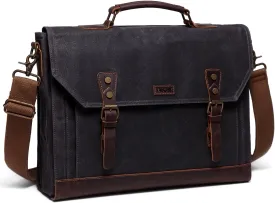 Messenger Bag for Men,Vintage Canvas Leather Canvas Laptop Satchel Shoulder Bag Business Briefcase