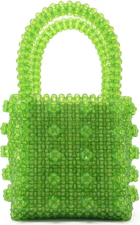 Miuco Womens Beaded Handbags Handmade Weave Crystal Pearl Tote Bags