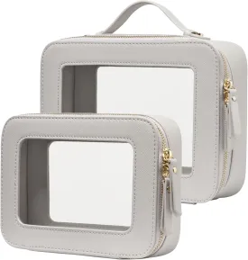 Popvibe Clear Makeup Bag Travel Cosmetic Case Transparent Toiletry Bag with Zipper, Portable Make Up Organizer Traveling Compact Car Bag for Essentials