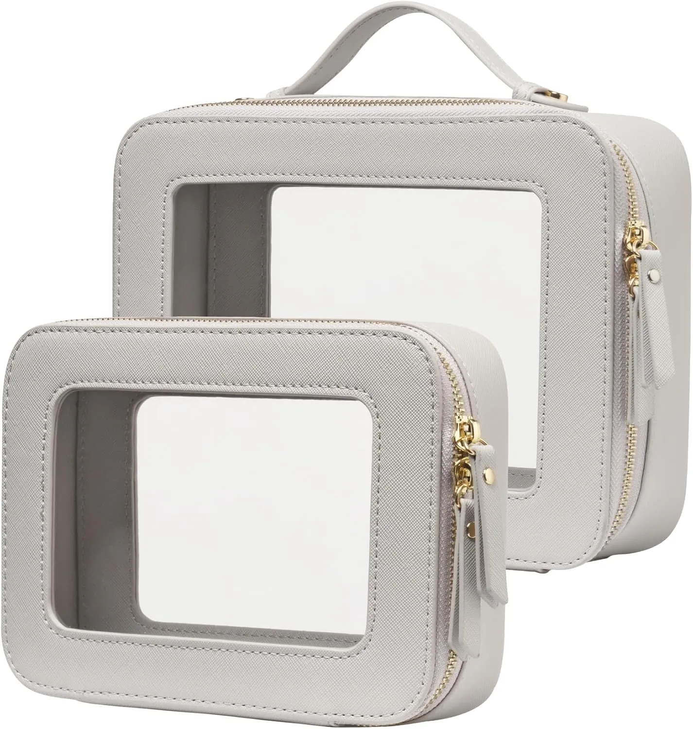 Popvibe Clear Makeup Bag Travel Cosmetic Case Transparent Toiletry Bag with Zipper, Portable Make Up Organizer Traveling Compact Car Bag for Essentials