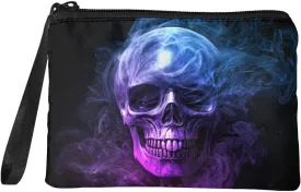 Purple Skull Coins Purse for Men, Change Purse Wallet Portable Strap Wallet Bag Headphones Holder Clutch Case with Wristlet Strap for Travel