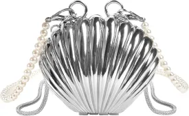 QZUnique Mini Evening Bag Metal Purse Crossbody Handbag for Girls Kid Women Bowknot Shell Heart Star Shoulder Bag for Wedding
