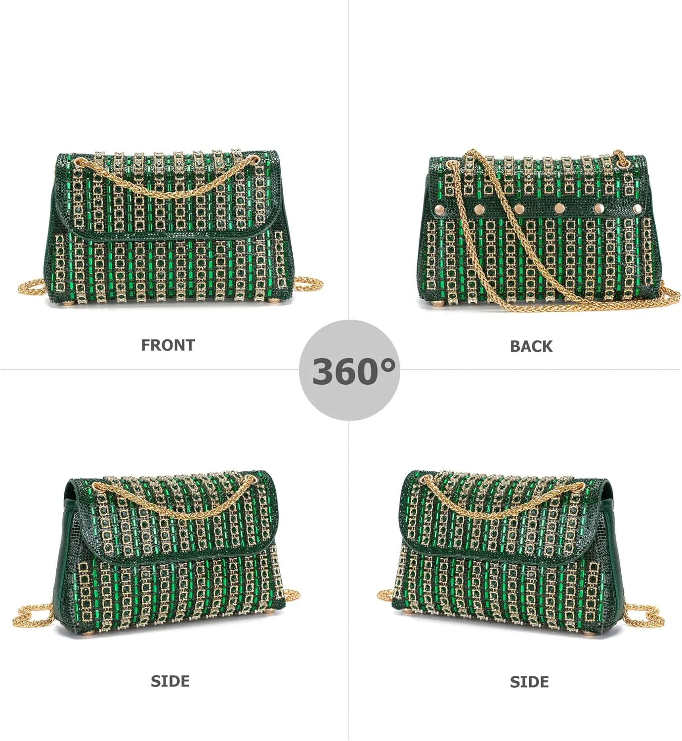 Rhinestones Clutch Purses for Women Chain Shoulder Bags Sparkly Evening Bags for Cocktail Prom Party Wedding