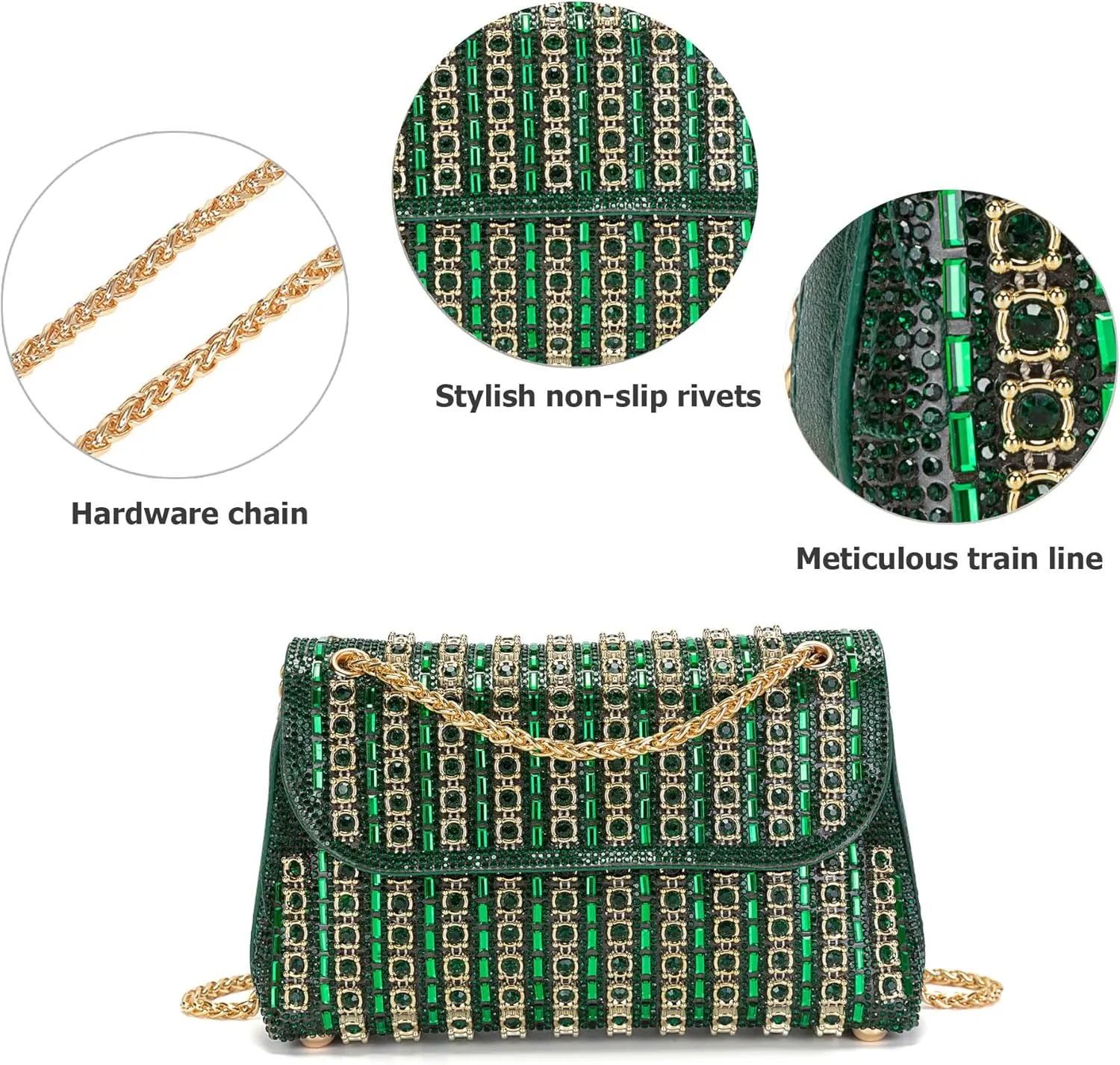Rhinestones Clutch Purses for Women Chain Shoulder Bags Sparkly Evening Bags for Cocktail Prom Party Wedding
