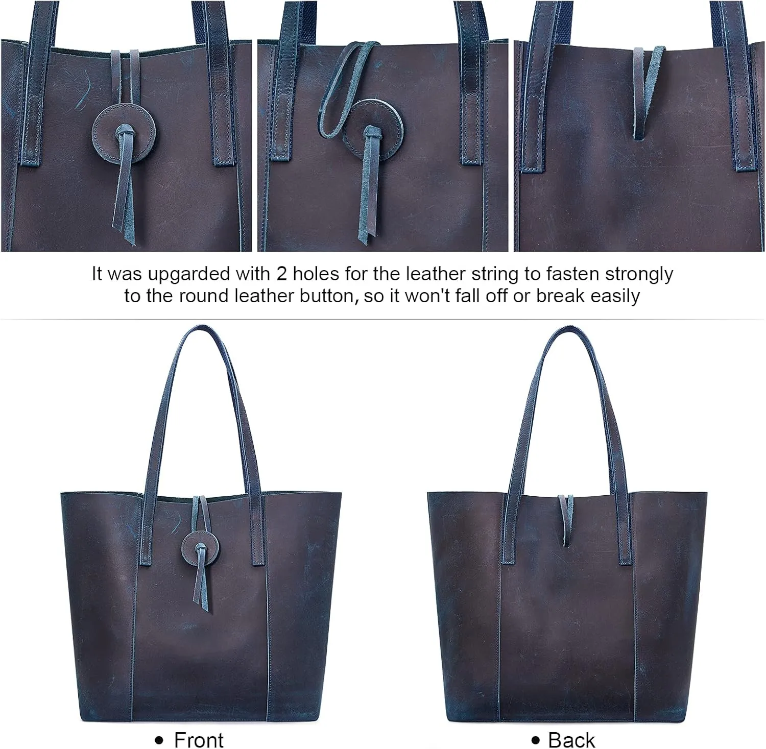 S-ZONE Vintage Genuine Leather Tote Bag for Women Large Shoulder Purse Handbag