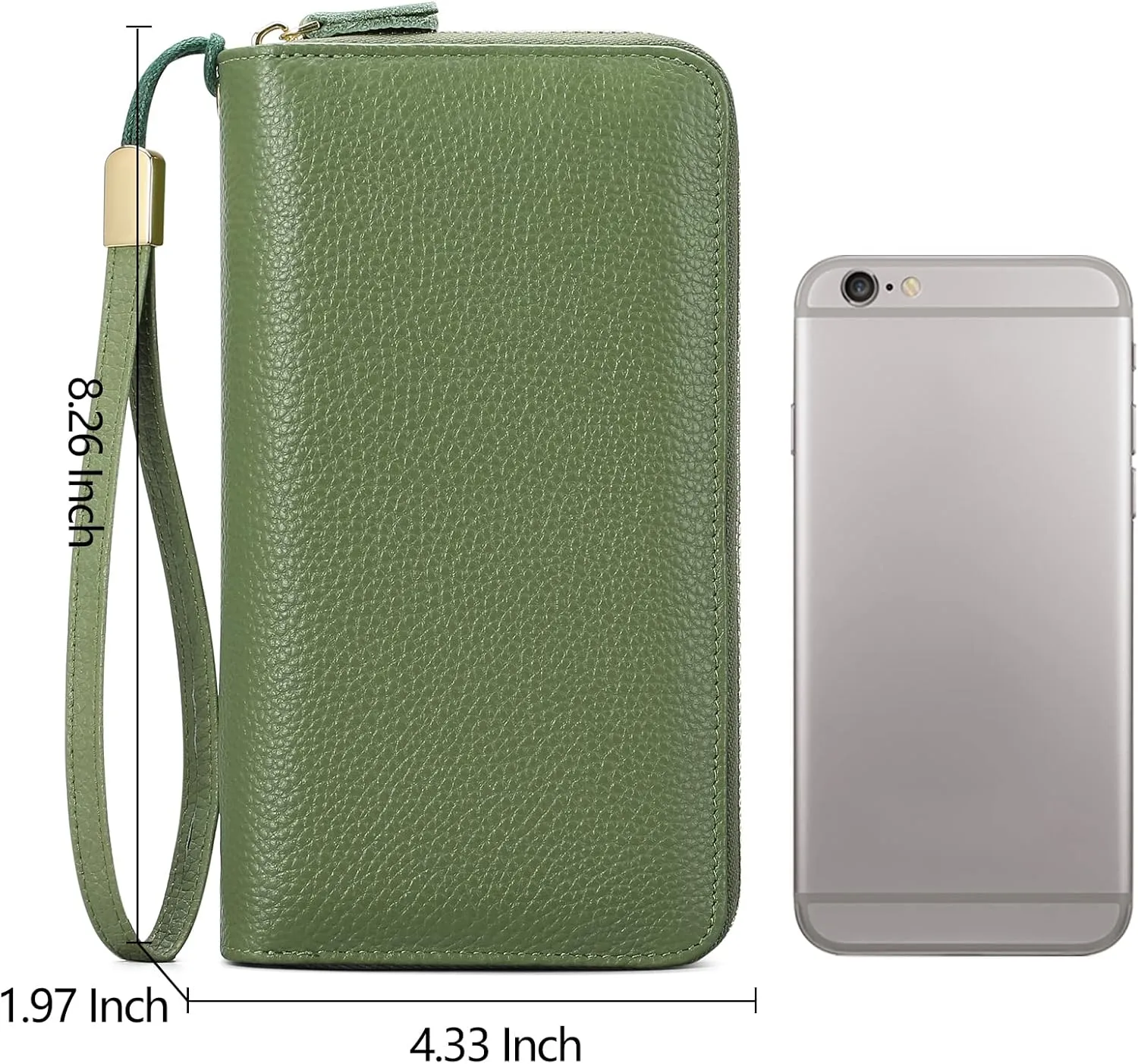 SENDEFN Leather Women Wallet RFID Blocking Zipper Around Phone Holder Clutch Wristlet Large Capacity